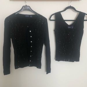 Beaded Sequins Cardigan/Tank Sweater Set